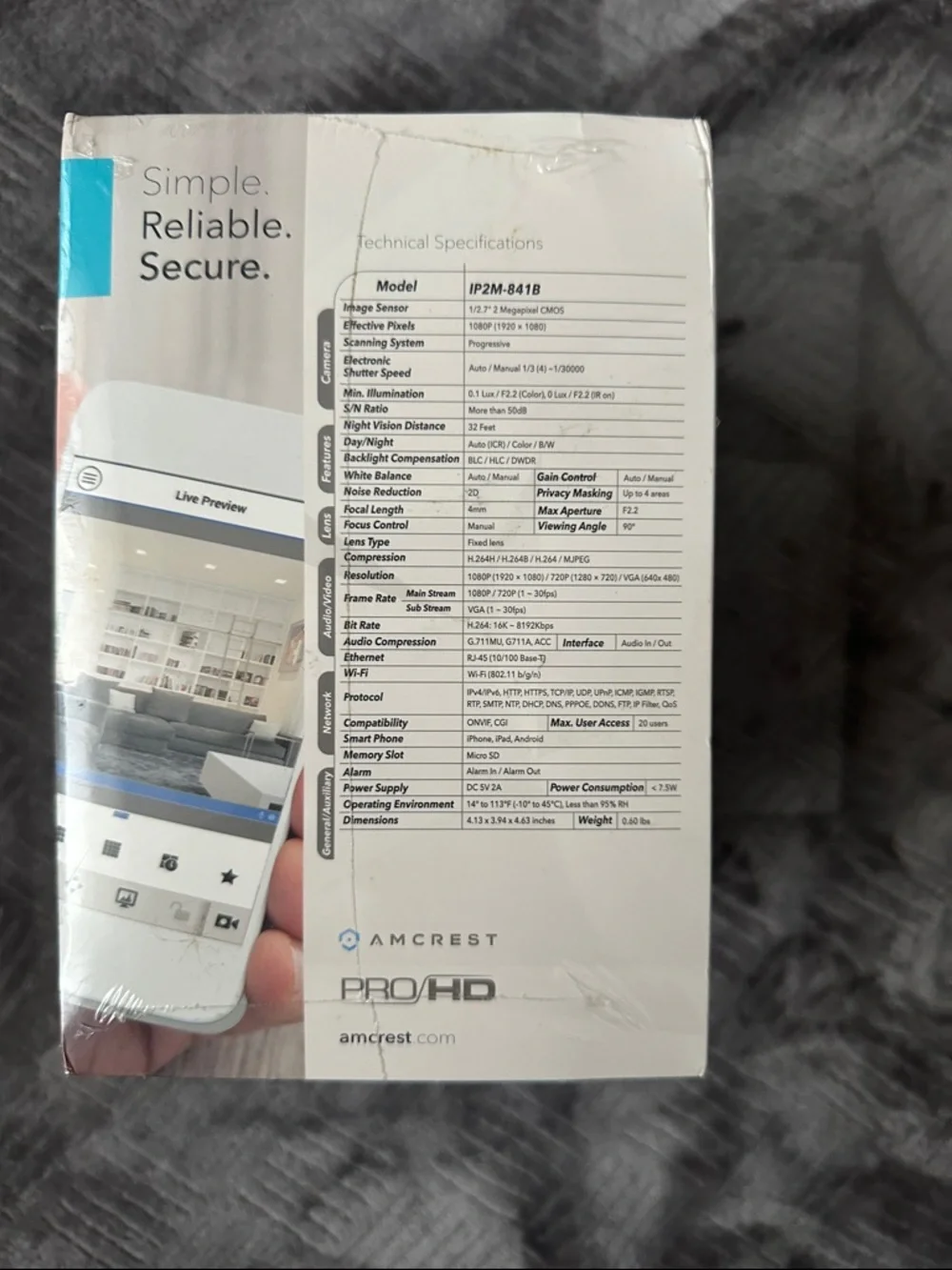 Crest Branded White and Blue Security Camera Box